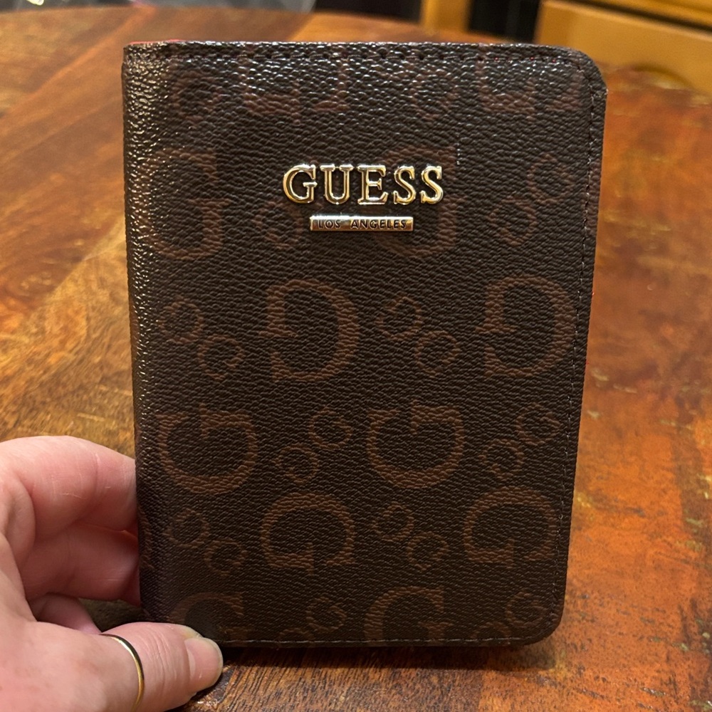 Guess Dark Brown Monogram Bifold Wallet